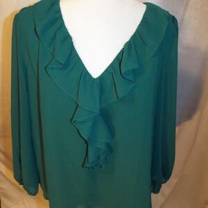 J. Crew Teal Ruffle Blouse
